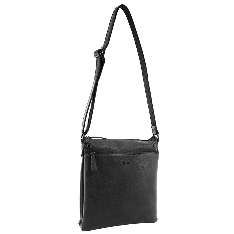 Milleni - NL4158 Leather Crossbody Bag - Black