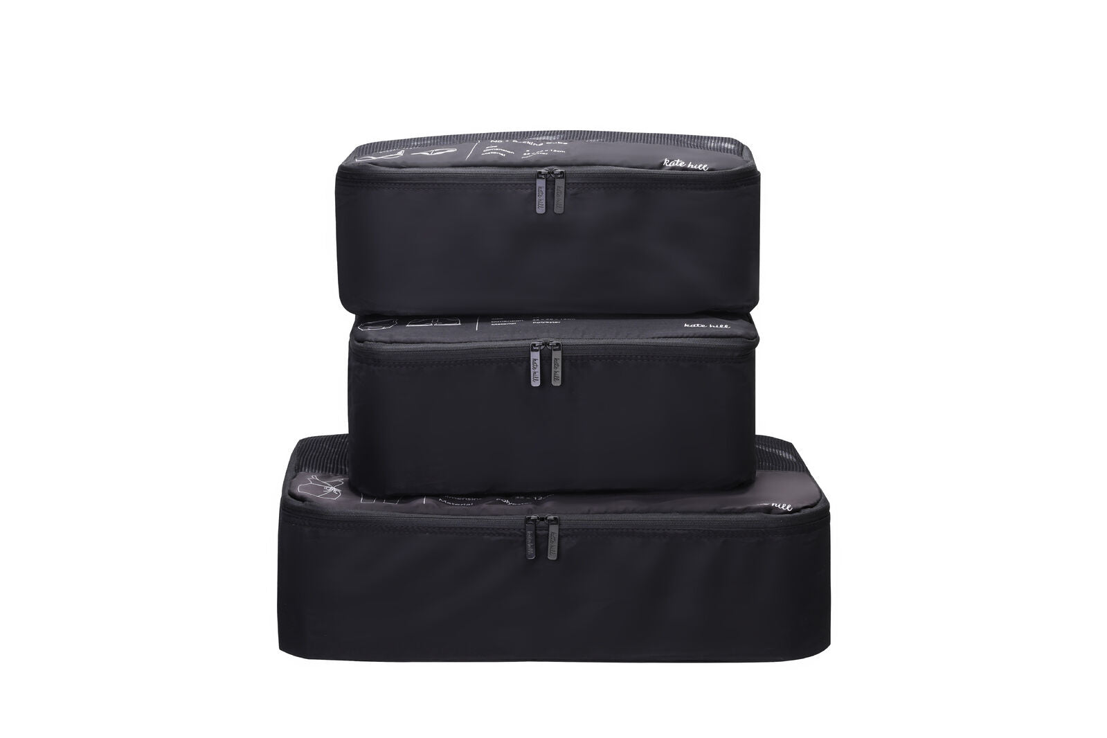 Kate Hill - KA116 3pc Packing Cubes - Black