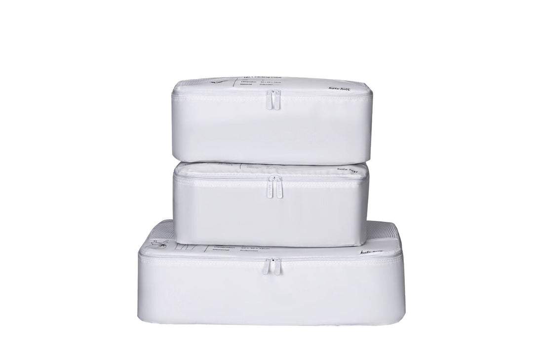 Kate Hill - 3 Piece Packing Cube Set - White