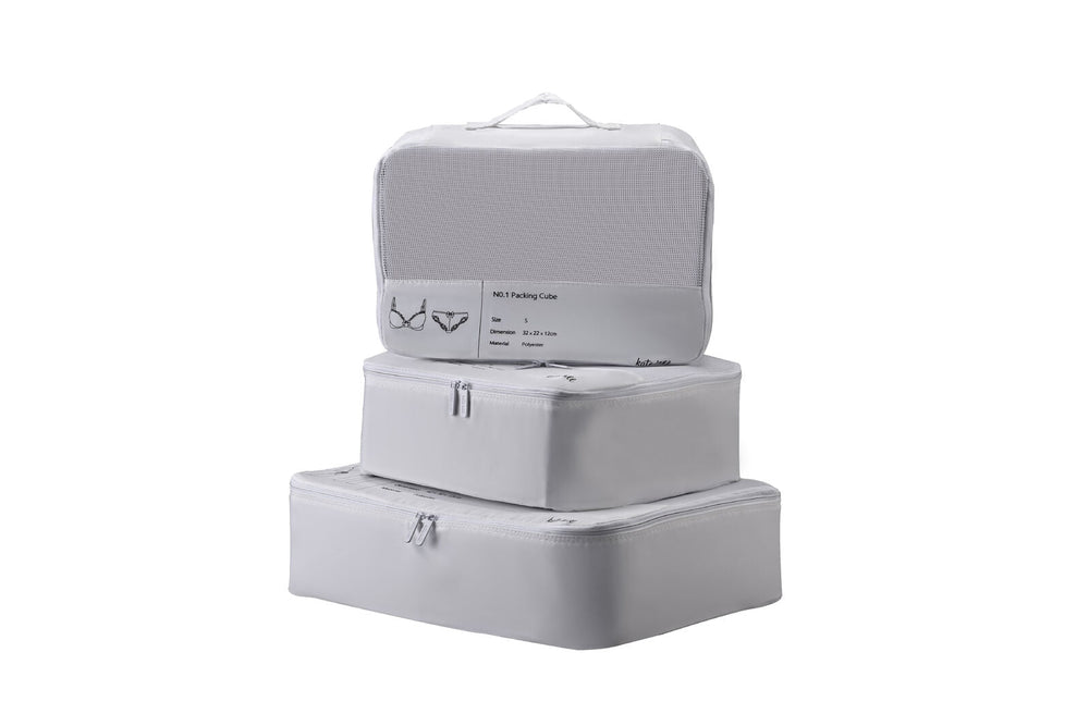 Kate Hill - 3 Piece Packing Cube Set - White