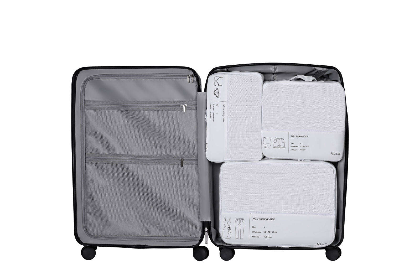 Kate Hill - KA116 3pc Packing Cubes - White