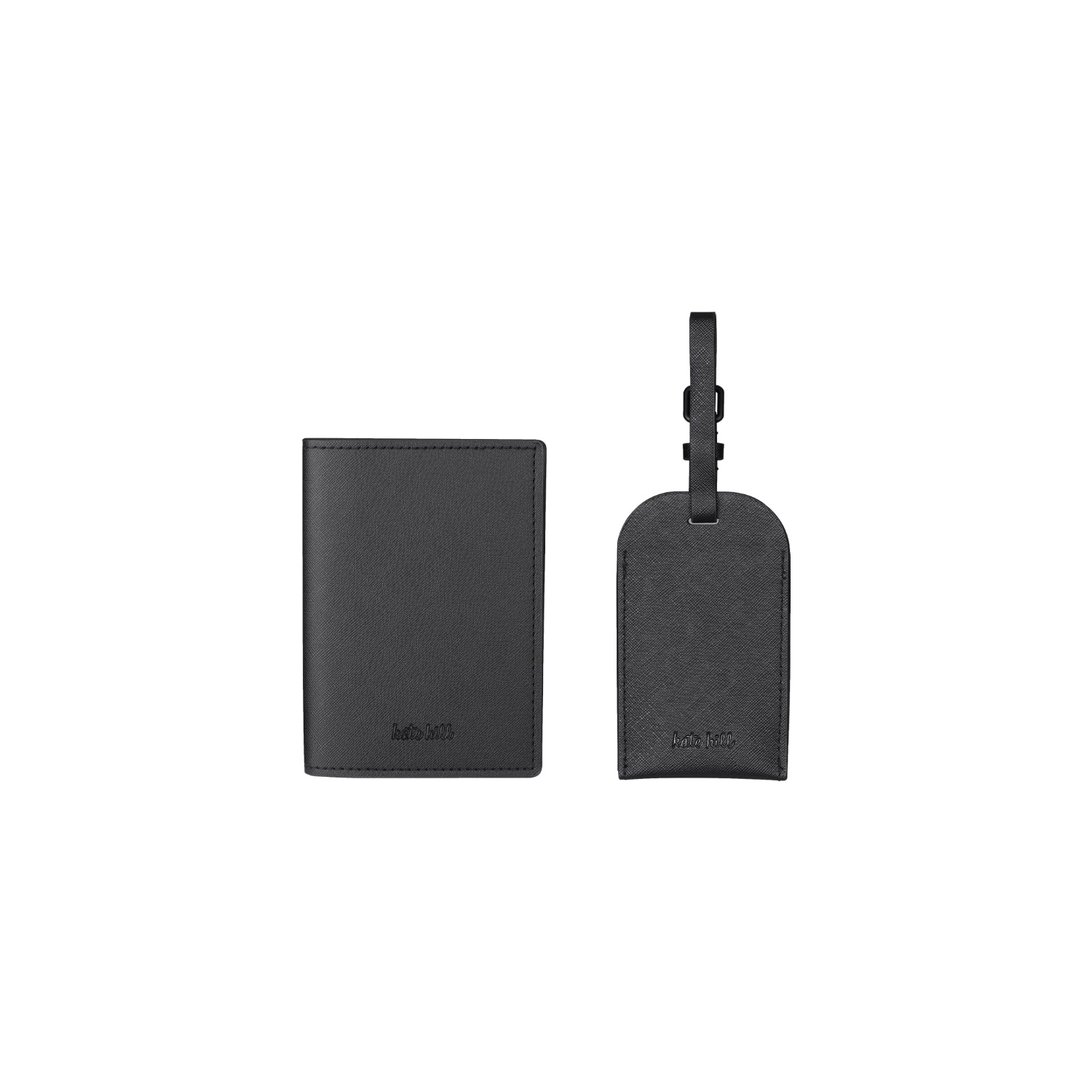 Kate Hill - KA120 Passport Holder and Luggage Tag Gift Set - Black