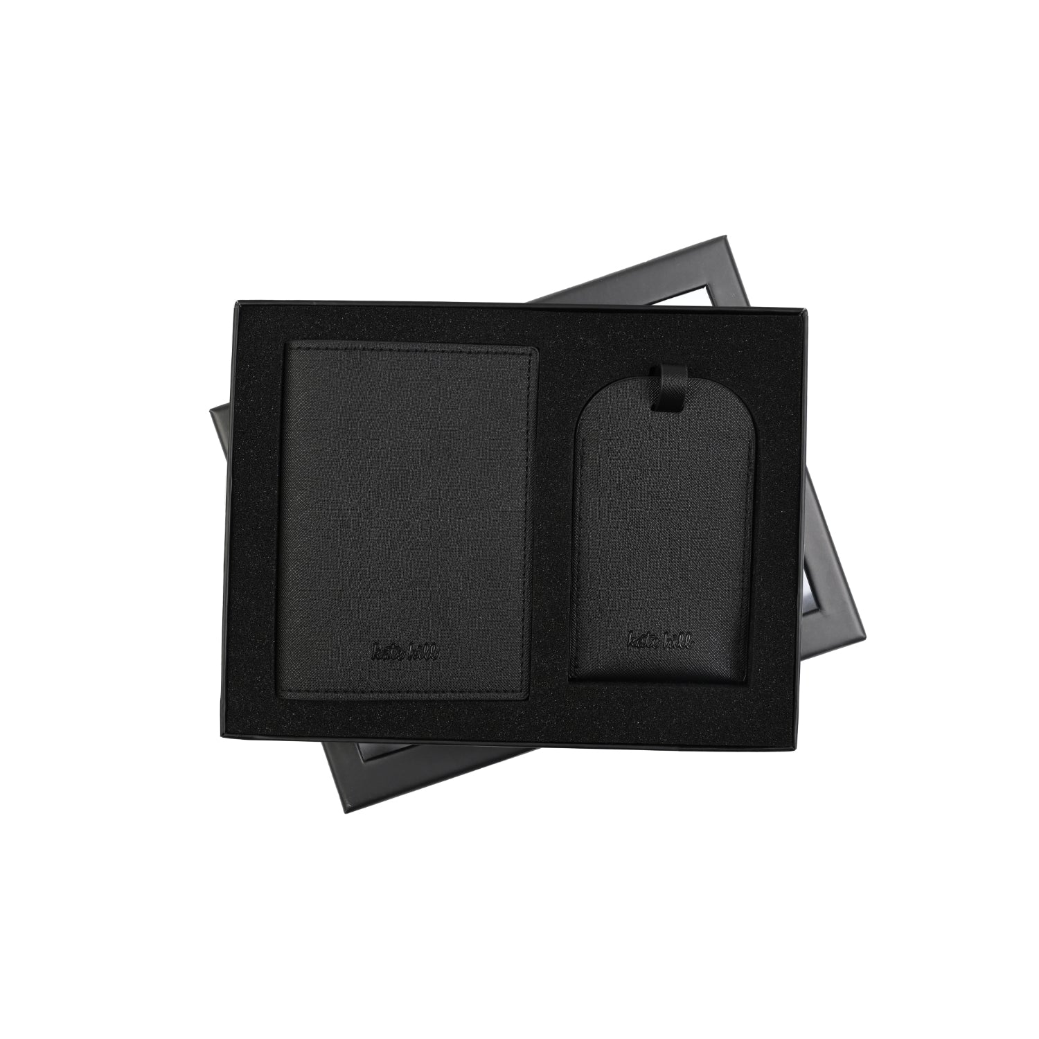 Kate Hill - KA120 Passport Holder and Luggage Tag Gift Set - Black