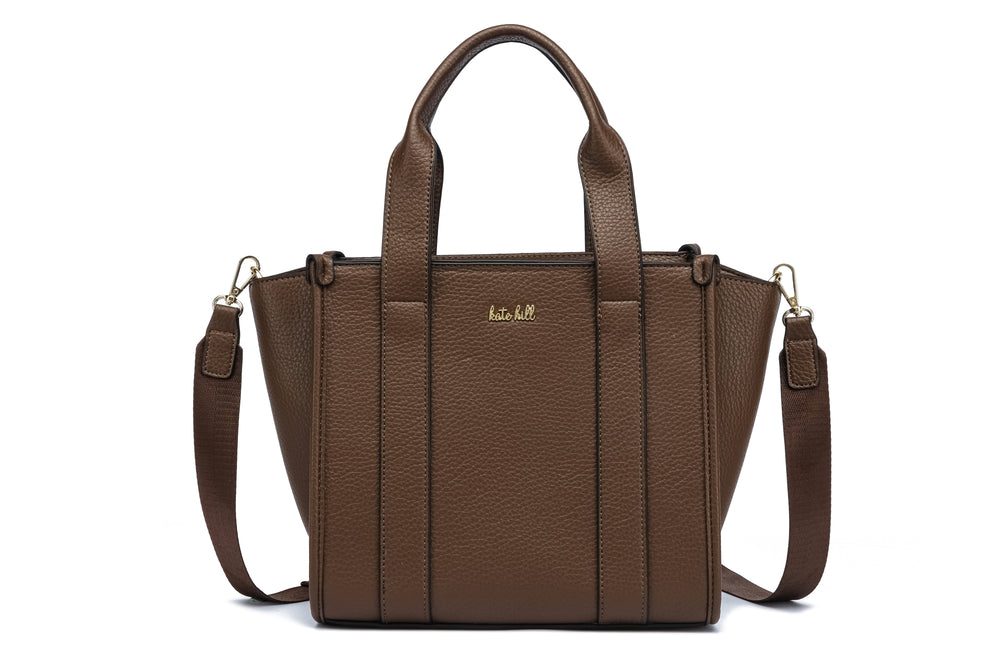 Kate Hill - KH2632 Clara Dual Top Carry Handle Tote - Chocolate
