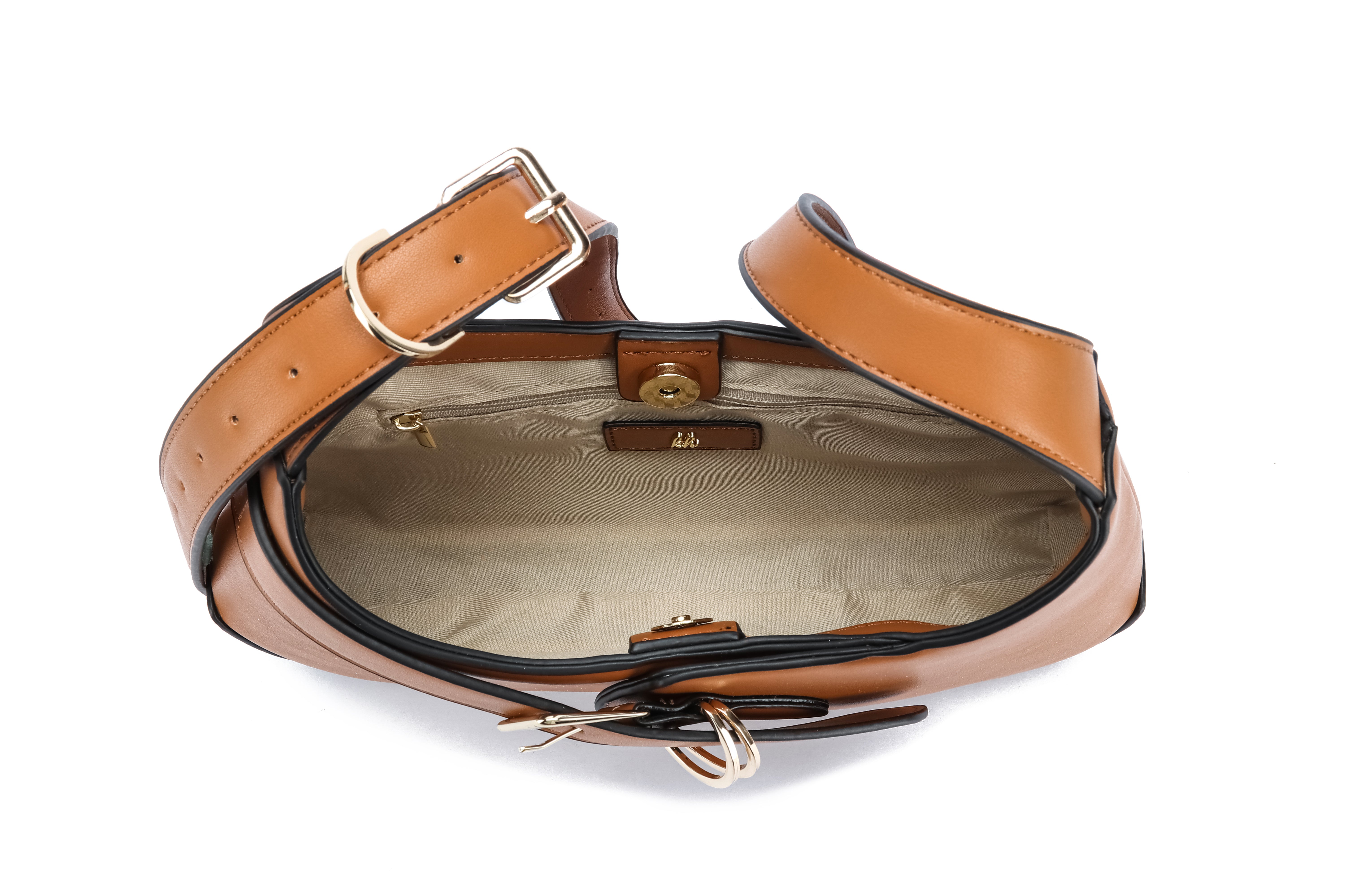 Kate Hill - KH2654 Cora Buckle shoulder ziptop - Tan