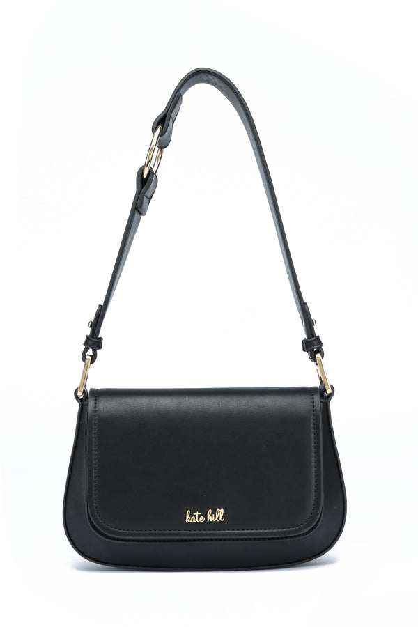Kate Hill - KH2660 Coco Flap Over Fashion Shoulder Bag - Black