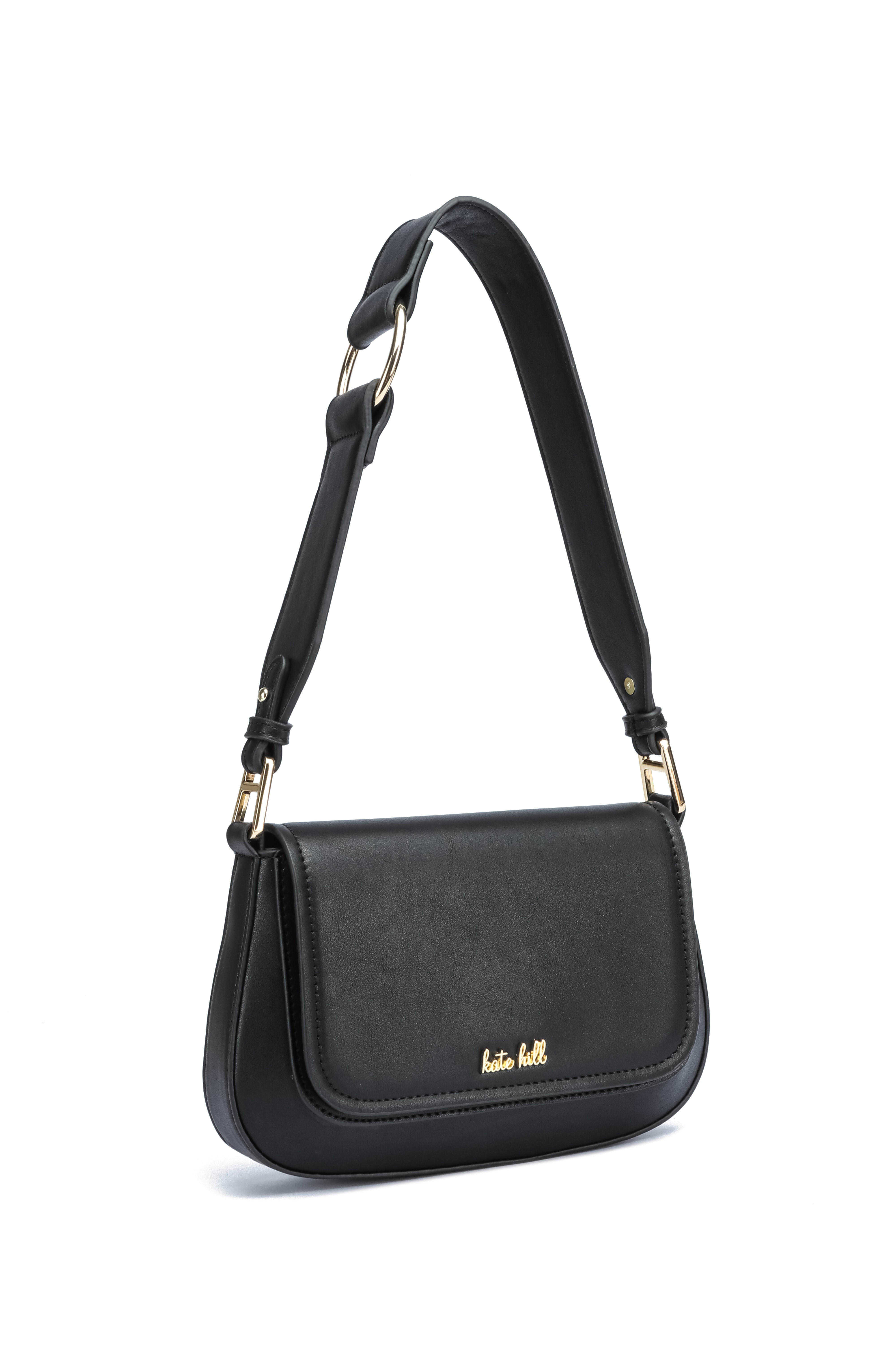 Kate Hill - KH2660 Coco Flap over fashion shoulder bag - Black