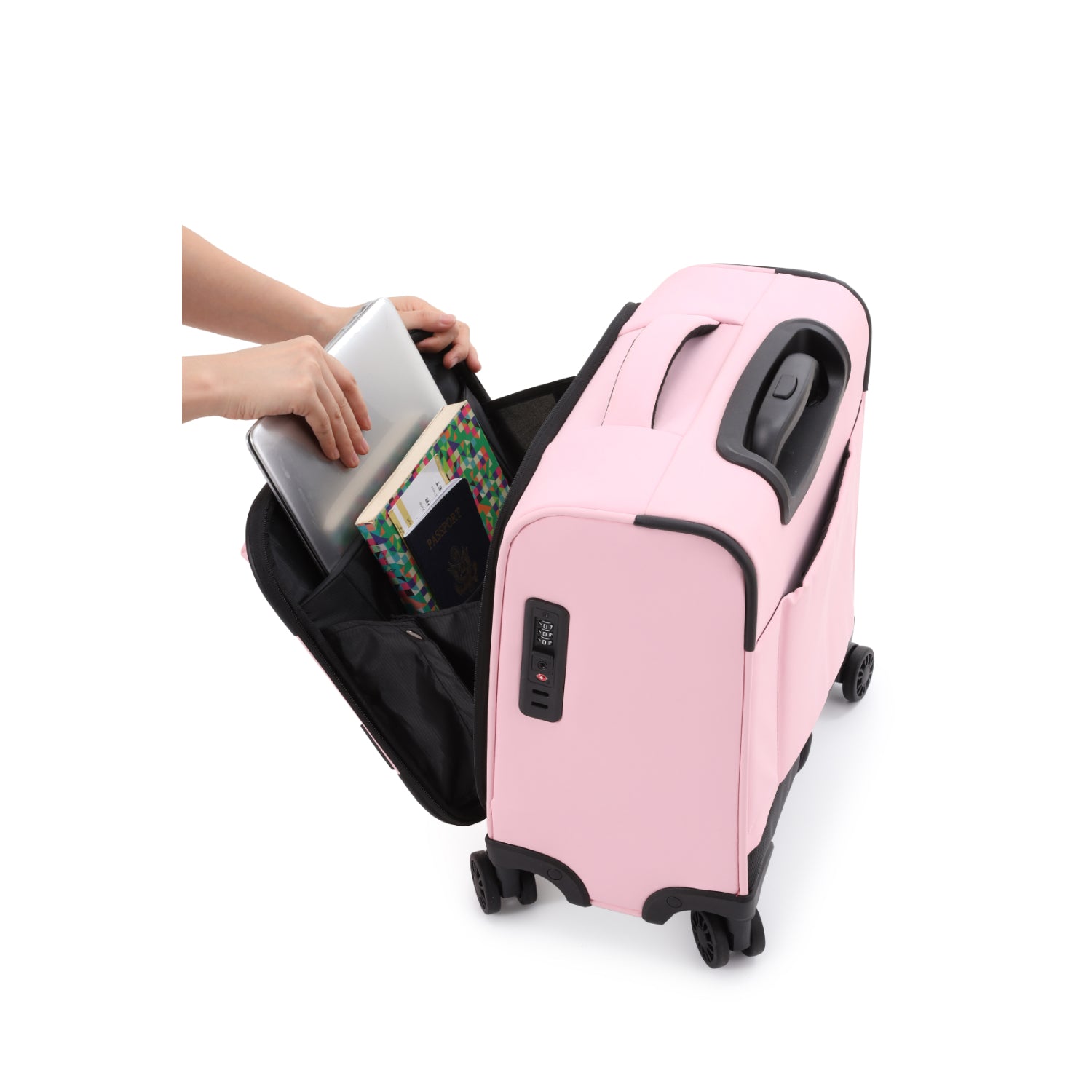 Kate Hill - KL-76-S Willow Black Mini 4 Wheel Carry-On - Pink