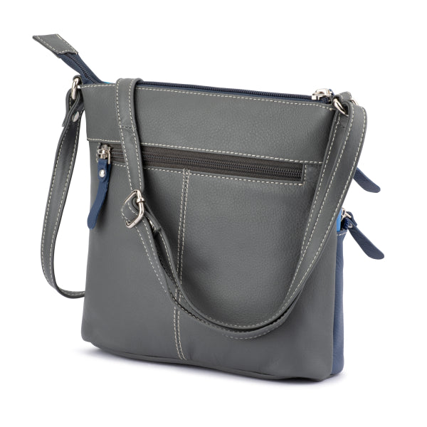 Franco Bonini LB172 Black 3zip long strap sm shoulder bag- Blue Multi - 0