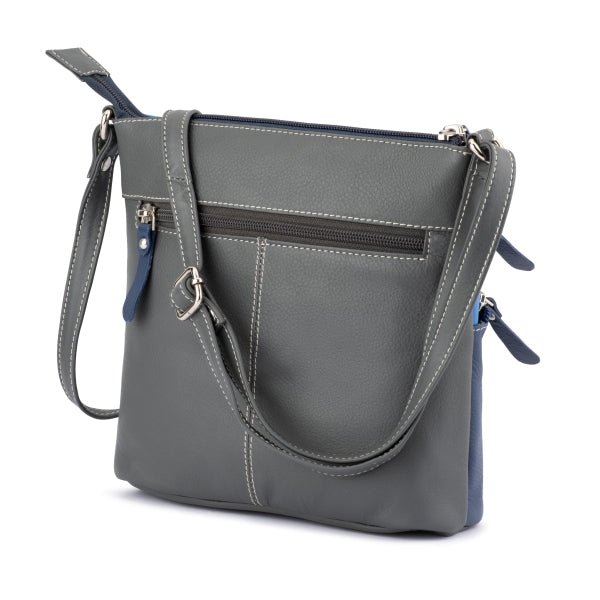 Franco Bonini LB172 3zip Long Strap Sm Shoulder Bag- Blue Multi