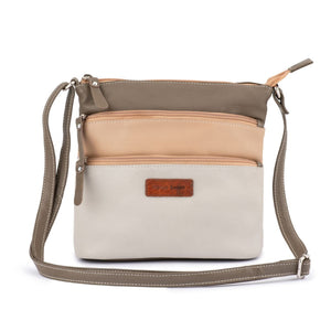 Franco Bonini LB172 3zip Long Strap Sm Shoulder Bag- Bone Multi