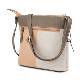 Franco Bonini LB172 3zip long strap sm shoulder bag- Bone Multi - 0