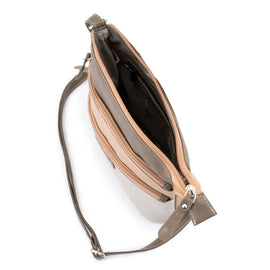 Franco Bonini LB172 3zip long strap sm shoulder bag- Bone Multi - 0