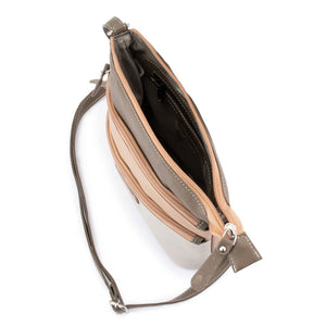 Franco Bonini LB172 3zip Long Strap Sm Shoulder Bag- Bone Multi