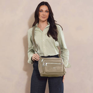 Pierre Cardin - PC4077 Nylon Crossbody Bag - Camel