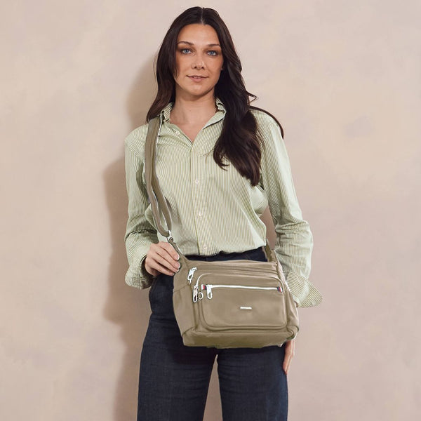 Pierre Cardin - PC4077 Nylon Crossbody Bag - Camel