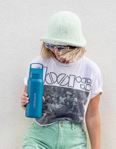 LifeStraw - Go 2.0 Stainless Steel Water Filter Bottle 1L - Aegean Sea