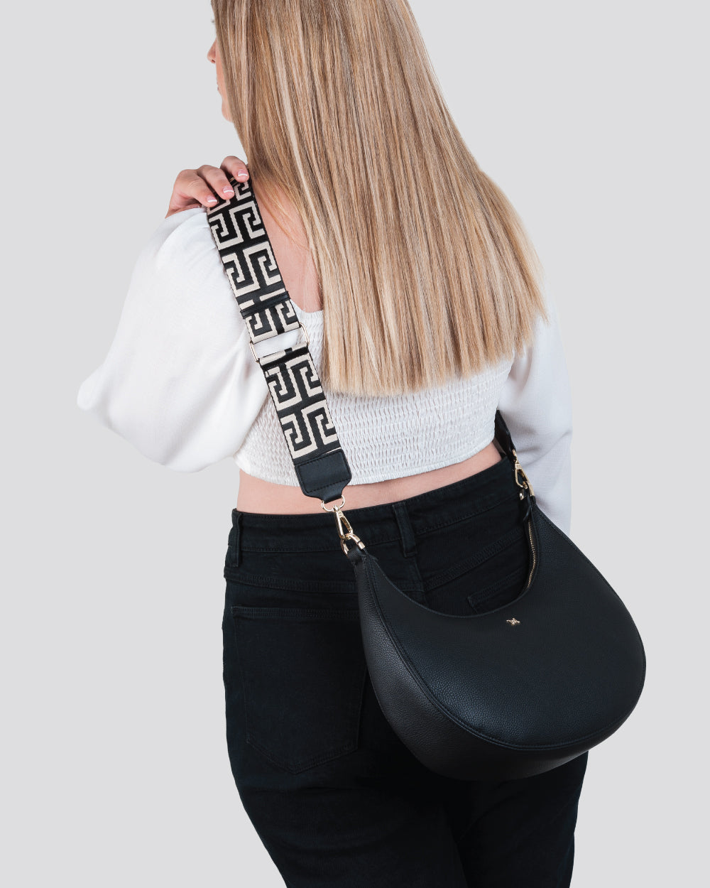 Pia Crecsent Shoulder Bag With Crossbody Strap + Graphic Bag Strap - 0