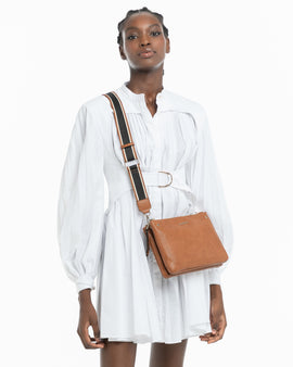 Charlotte Double Zip Crossbody Bag + Stripe Bag Strap - 0