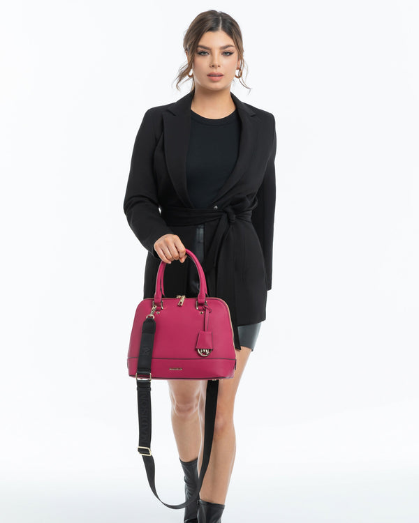 Grace Medium Dome Satchel Bag + Monogram Bag Strap