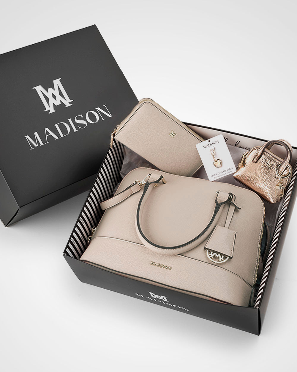 Handbag, Wallet, Coinpurse & Personalisation Charm Giftbox - Grace Dome Satchel & Mini Coinpurse