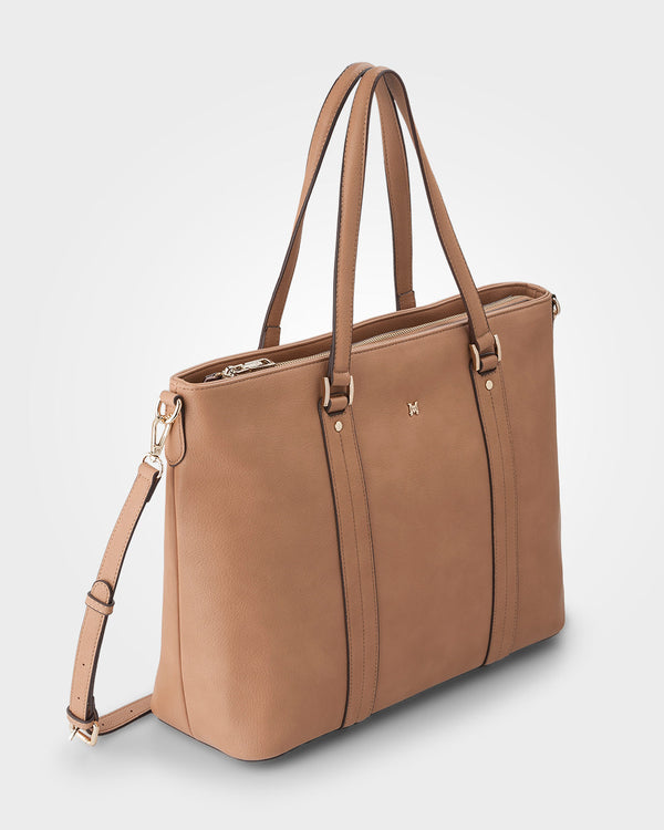Tara Laptop Tote Work Bag + Monogram Bag Strap