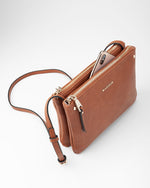 Charlotte Double Zip Crossbody Bag - Fixed Strap