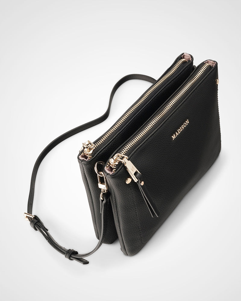 Charlotte Double Zip Crossbody Bag + Utility Bag Strap