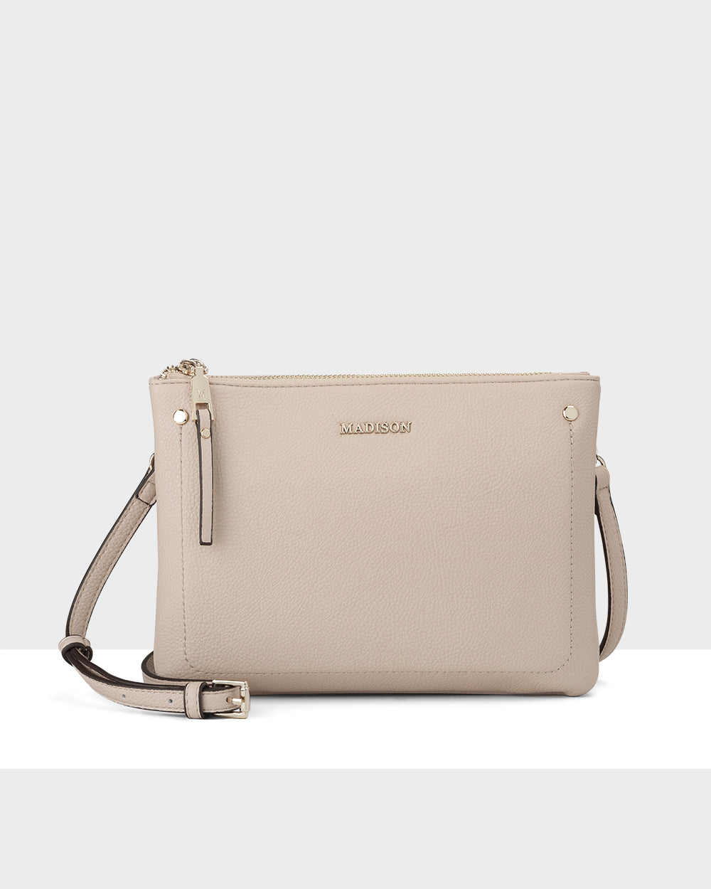 Charlotte Double Zip Crossbody Bag + Stripe Bag Strap