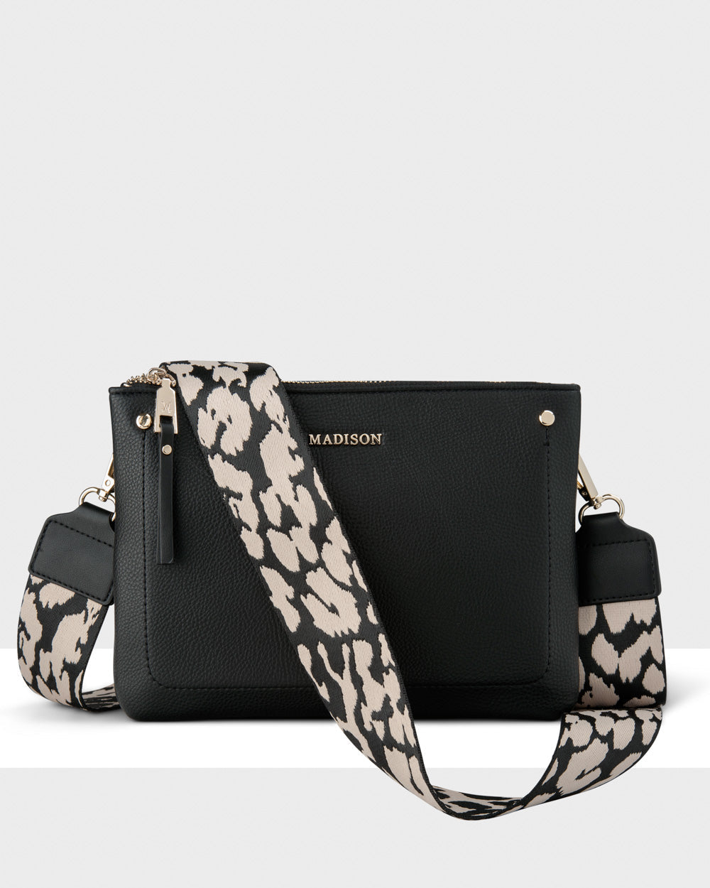 Charlotte Double Zip Crossbody Bag + Leopard Bag Strap