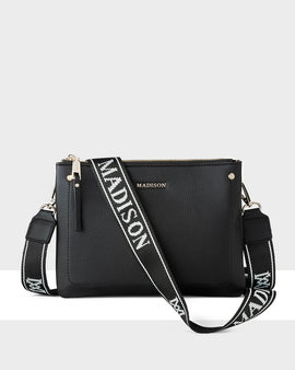 Charlotte Double Zip Crossbody Bag + Monogram Stripe Bag Strap