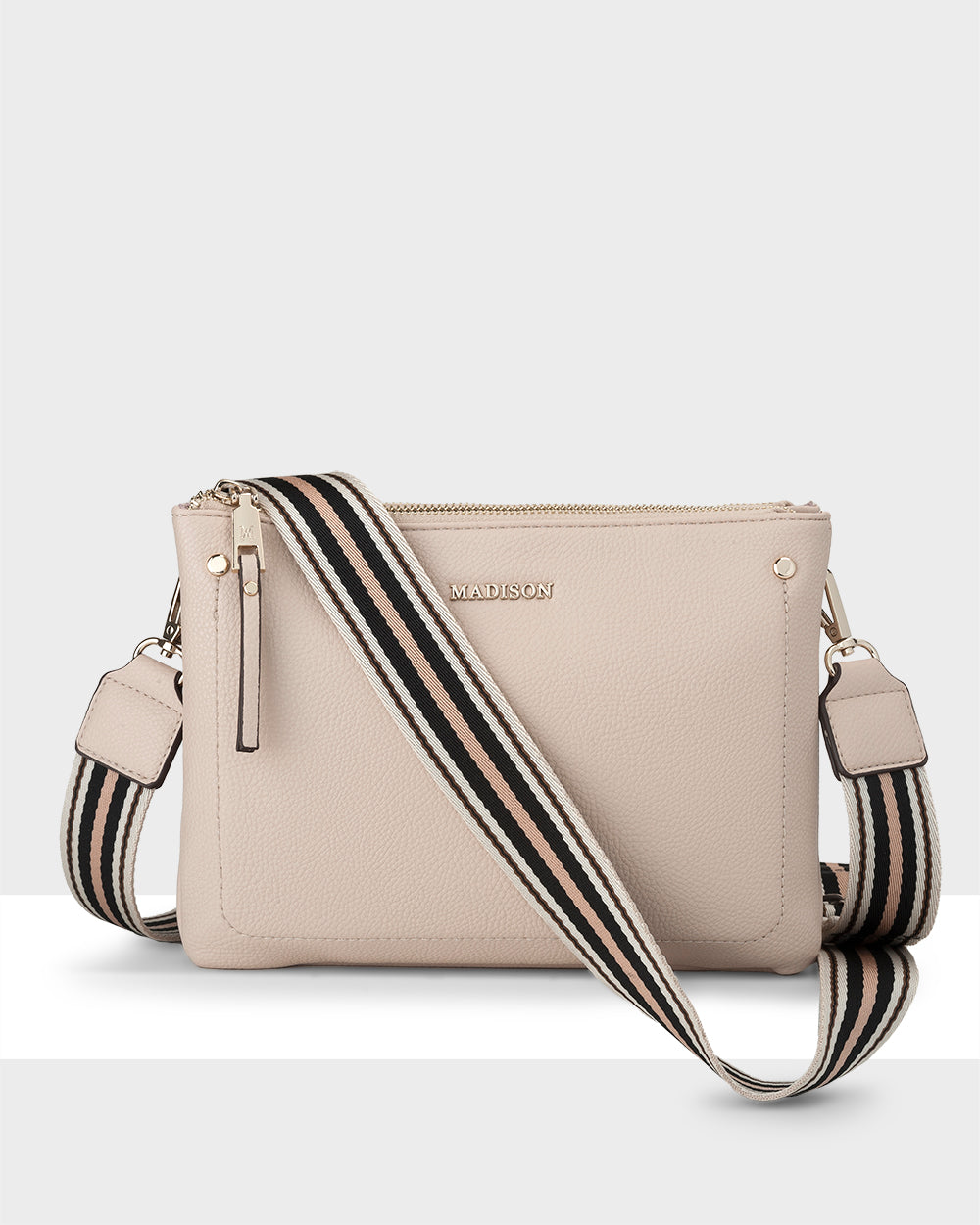 Charlotte Double Zip Crossbody Bag + Stripe Bag Strap-1