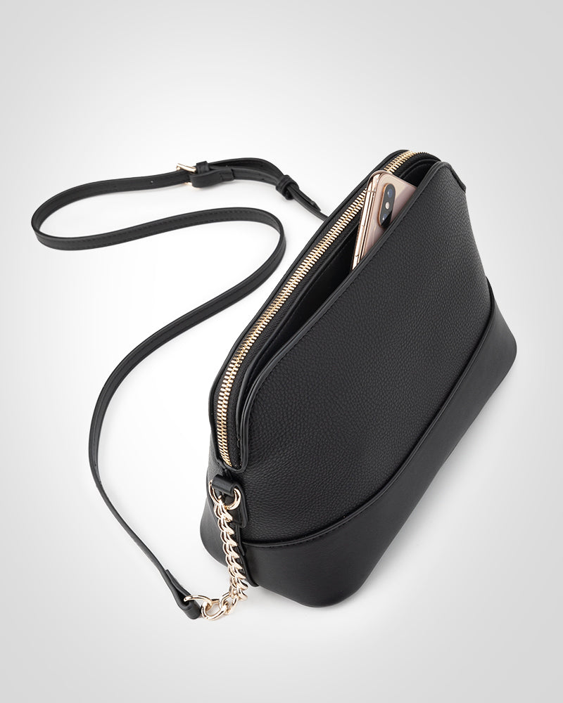 Salli Curve Zip Top Crossbody Bag