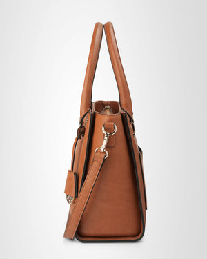 Angie Medium 3 Compartment Satchel Bag + Leopard Bag Strap