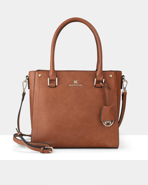 Angie Medium 3 Compartment Satchel Bag + Leopard Bag Strap