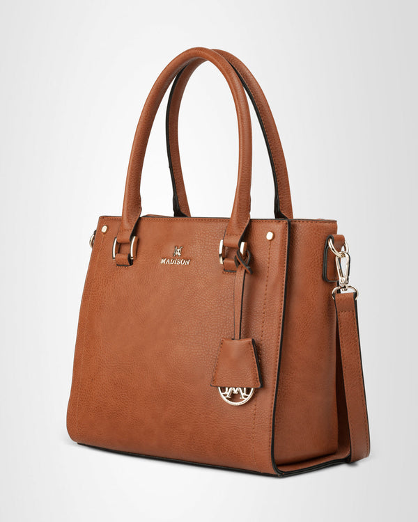 Angie Medium 3 Compartment Satchel Bag + Leopard Bag Strap