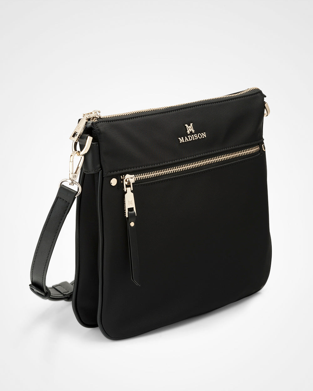 Renee Nylon Zip Top 2 Compartment Crossbody Bag + Stripe Bag Strap - 0