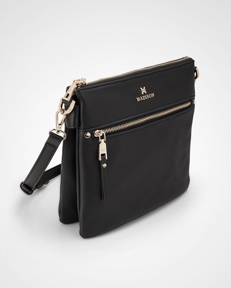 Renee Zip Top 2 Compartment Crossbody Bag + Monogram Bag Strap