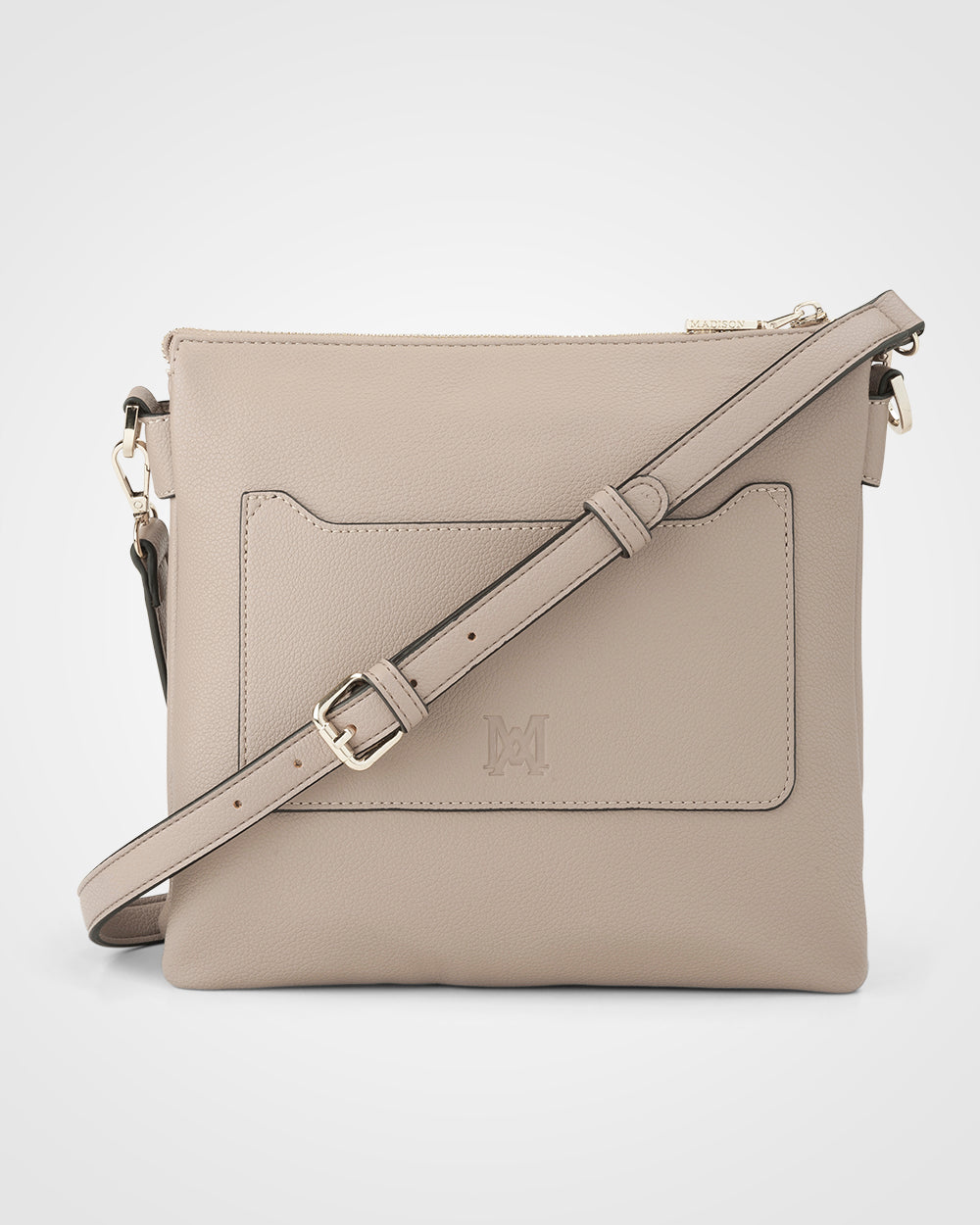 Renee Zip Top 2 Compartment Crossbody Bag + Monogram Bag Strap