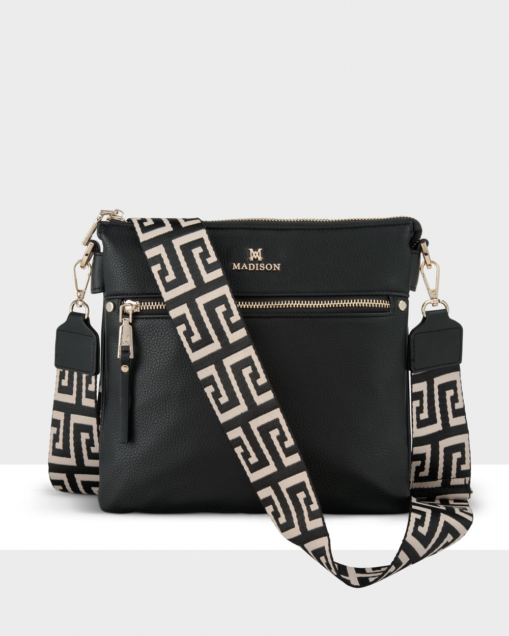 Renee Zip Top 2 Compartment Crossbody Bag + Graphic Bag Strap