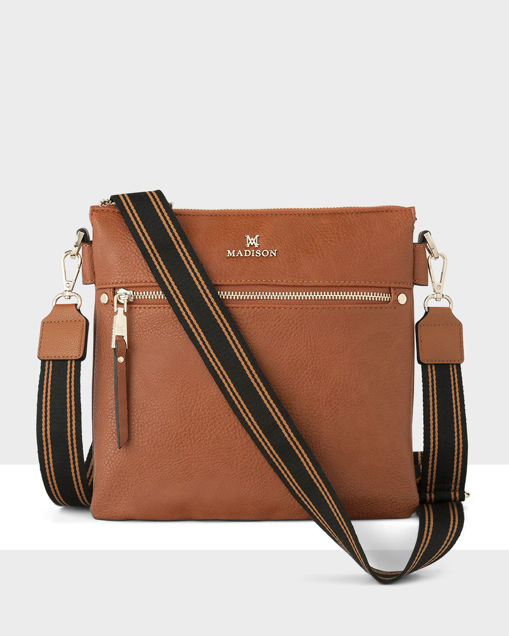 Renee Zip Top 2 Compartment Crossbody Bag + Stripe Bag Strap