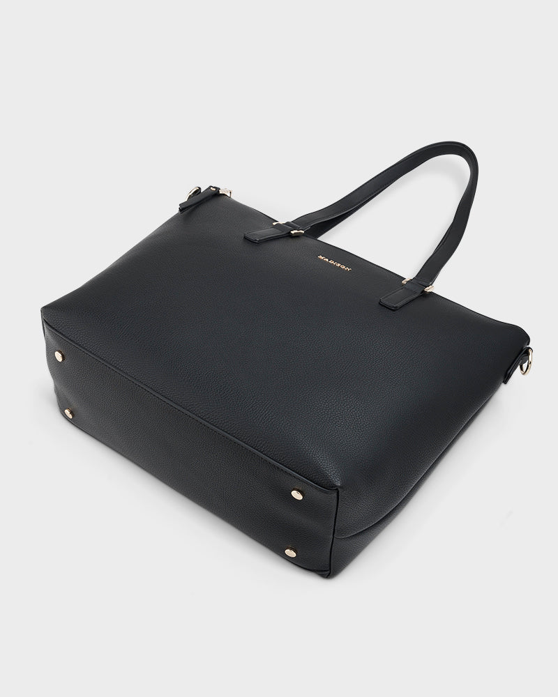 Inga Large Zip Top Tote Bag With Laptop Pocket + Monogram Stripe Bag Strap-5