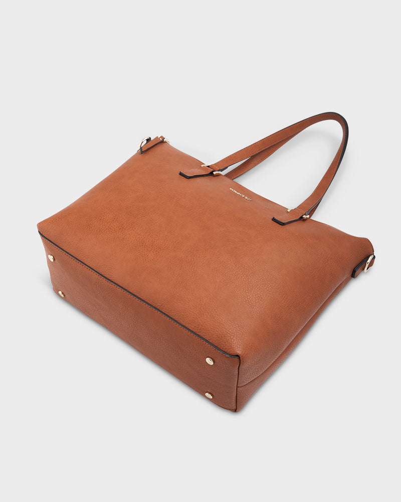 Inga Large Zip Top Tote Bag With Laptop Pocket + Monogram Bag Strap-8