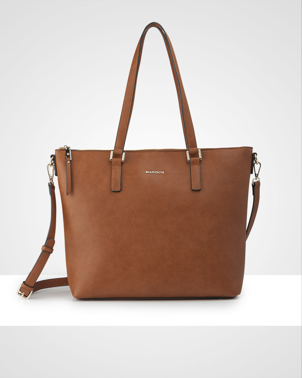 Inga Large Zip Top Tote Bag With Laptop Pocket + Leopard Bag Strap