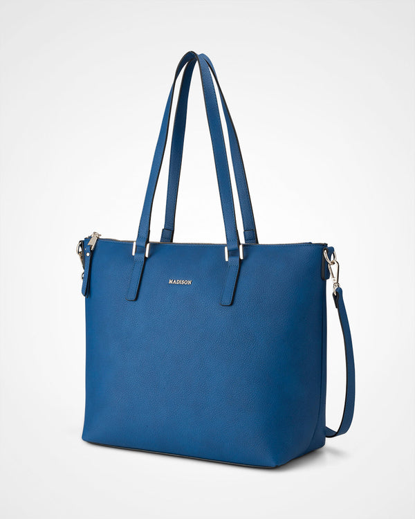 Inga Large Zip Top Tote Bag + Stripe Bag Strap
