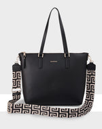 Inga Large Zip Top Tote Bag With Laptop Pocket + Graphic Bag Strap