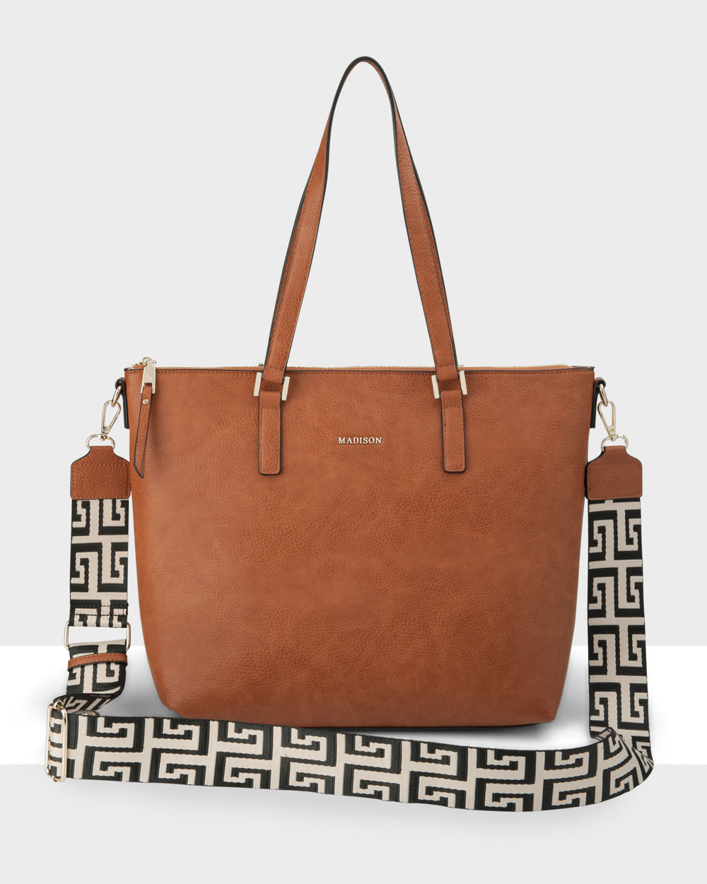 Inga Large Zip Top Tote Bag With Laptop Pocket + Graphic Bag Strap