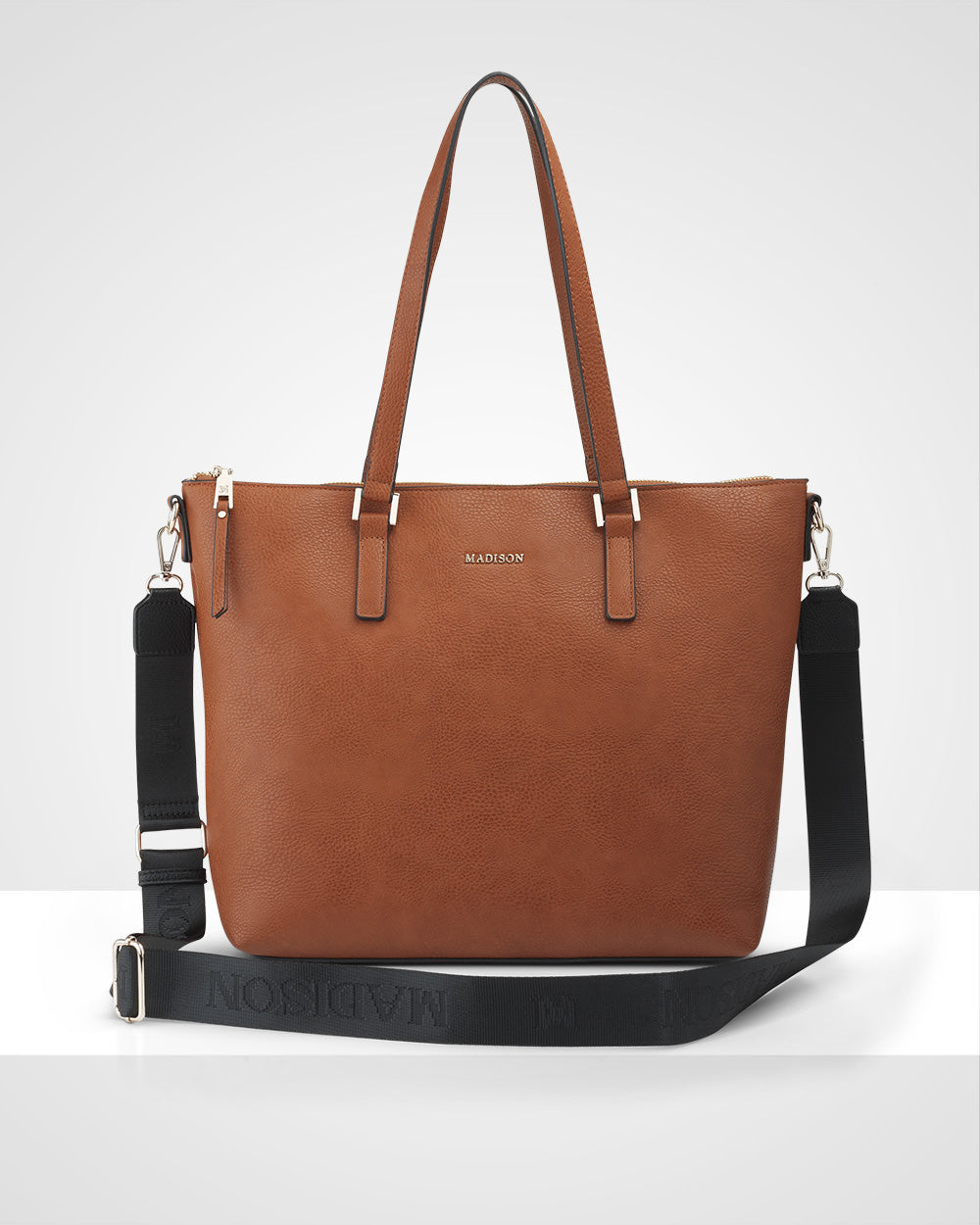 Inga Large Zip Top Tote Bag With Laptop Pocket + Monogram Bag Strap-1