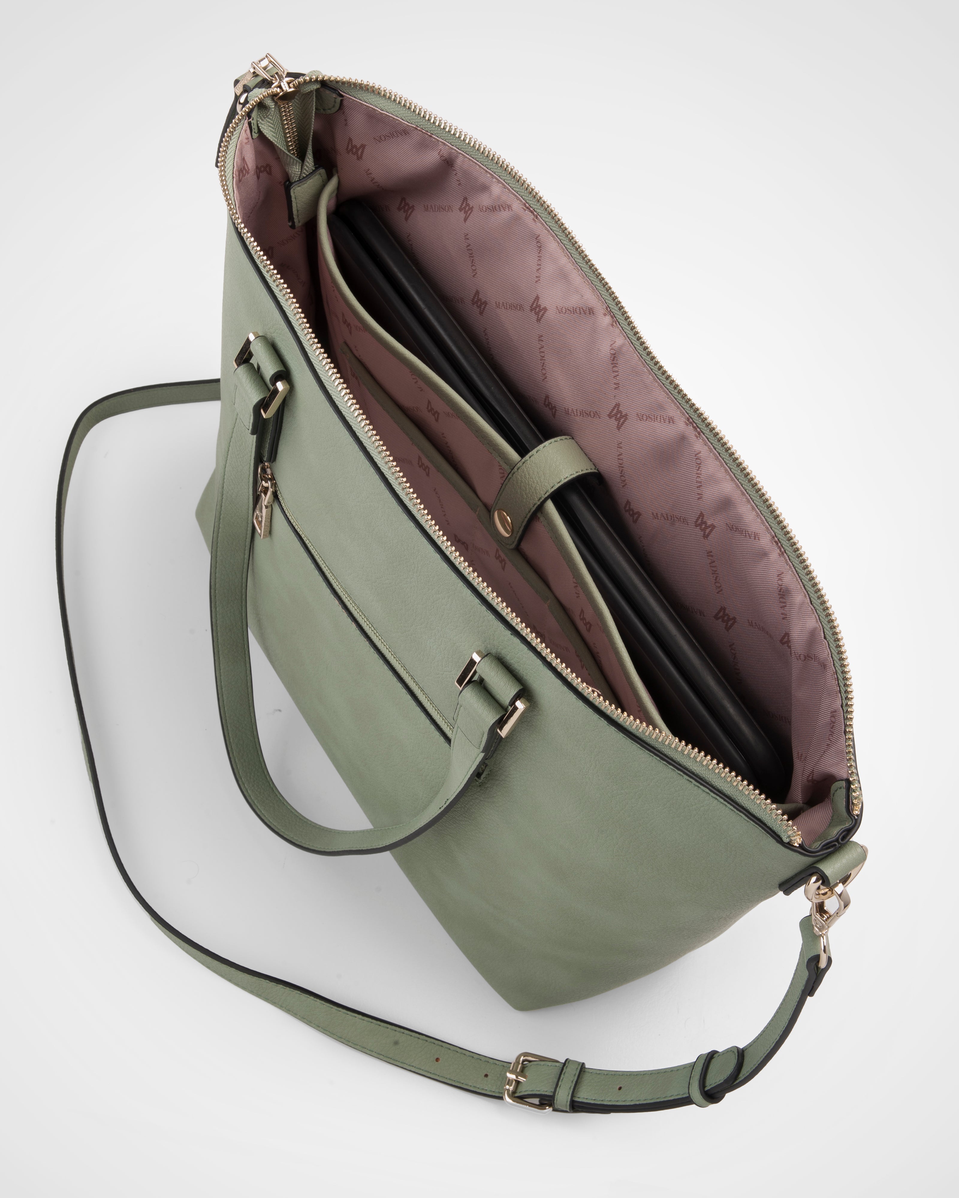 Inga Large Zip Top Tote Bag With Laptop Pocket + Aztec Bag Strap-6