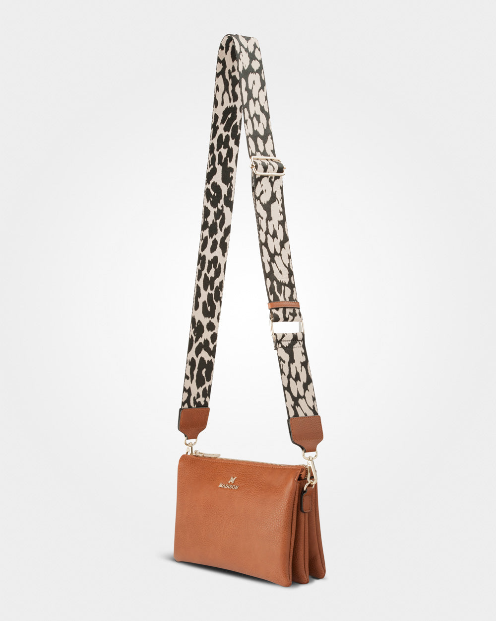 Avery 3 Compartment Crossbody Bag + Leopard Bag Strap